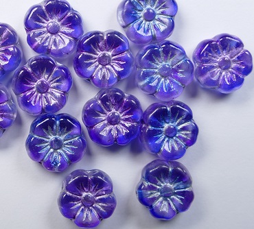 0090482 Mallow Round Flower Beads 10x10 mm Crystal Dual Coated Blue Purple Silver Washed color 00030-54301-48002