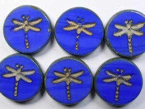0090484 Opaque Sapphire Travertin Gold Washed Dragonfly Table Cut 4 Pc.