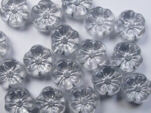 0150205 Crystal Silver Washed Mallow Flower Beads 8 Pc. - Afbeelding 1