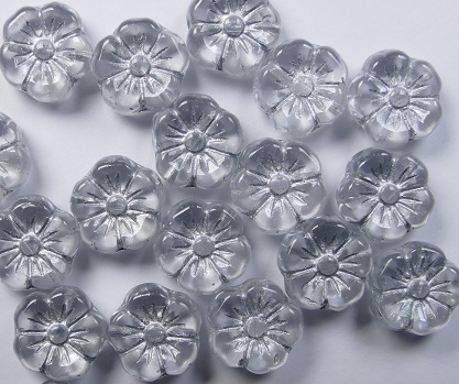 0150205 Mallow Round Flower Beads 10x10 mm Crystal Silver Washed color 00030-54301