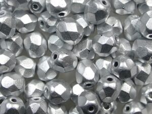 FP1-05-00030-01700 Matte Metallic Silver Czech Glass Facet Firepolish 5mm 35 stuks - Afbeelding 1