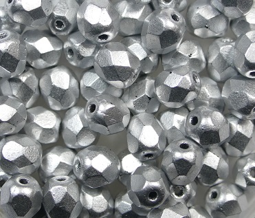 FP1-05-00030-01700 Firepolish facet 5 mm matte metallic silver color 00030-01700