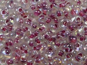 TM-03-0771 Inside Color Rainbow Crystal-Strawberry Lined Magatama 3 mm. TOHO