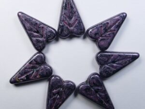 0010538 Jet Chilli Washed Heart Leaf Beads 4 Pc. - Afbeelding 1