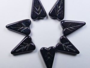 0010539 Jet Nebula Heart Leaf Beads 4 Pc. - Afbeelding 1