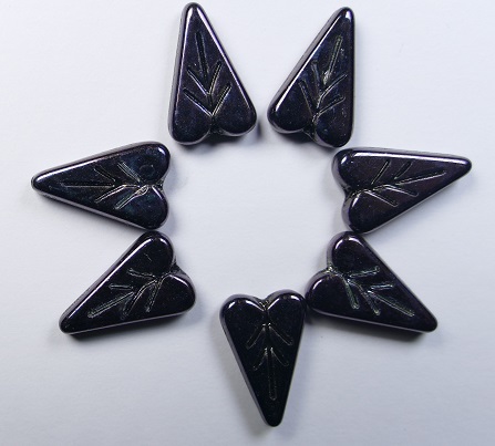 0010539 Heart Leaf Beads 16x11 mm Jet Nebula color 23980-15001