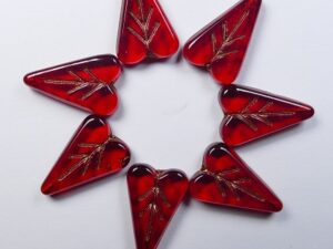 0050342 Siam Copper Inlay Heart Leaf Beads 4 Pc. - Afbeelding 1