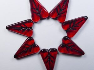 0050343 Siam Black Inlay Heart Leaf Beads 4 Pc. - Afbeelding 1