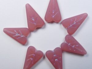 0070483 Matte Pink Opal Full AB Inlay Heart Leaf Beads 4 Pc. - Afbeelding 1