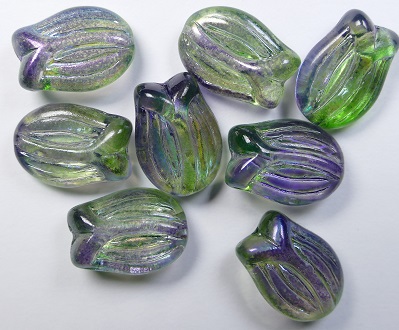 0100606 Tulip Bead Dual Coated Blueberry-Green Tea color 00030-48106