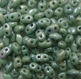 M-MD-03000-14459 Matubo MiniDuo 4x2,5 mm Opaque White Green Luster color 03000-14459