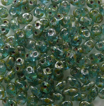 M-MD-60020-43400 Matubo MiniDuo 4x2,5 mm Aquamarine Silver Picasso color 60020-43400