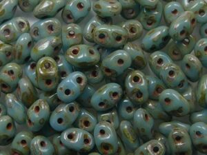 M-MD-63030-86800 Opaque Blue Turquoise Travertin Matubo MiniDuo 5 gram - Afbeelding 1