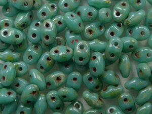 M-MD-63130-86800 Opaque Green Turquoise Travertin Matubo MiniDuo 5 gram - Afbeelding 1