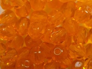 FP1-06-90000 Light Orange Czech Glass Facet Firepolish 6 mm 25 stuks