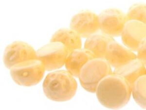 BQ2Cab-03000-14413 Baroque 2-Hole Cabochon 7 mm Chalk White Champagne Luster 20 Pc. - Afbeelding 1