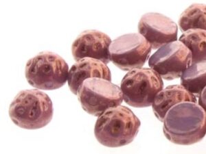 BQ2Cab-03000-15726 Baroque 2-Hole Cabochon 7 mm Chalk White Lila Vega Luster 20 Pc. - Afbeelding 1
