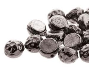 BQ2Cab-23980-14400 Baroque 2-Hole Cabochon 7 mm Jet Hematite 20 Pc.