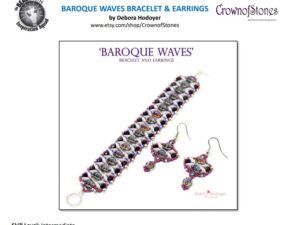 B Baroque Waves Bracelet and Earrings by Deborah Hodoyer, gratis patroon bij Baroque 2 hole cabochon of Wave Beads: