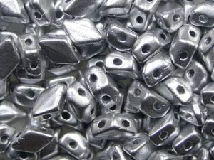 MGD-00030-01700 Matte Metallic Silver Matubo Mini GemDuo's, 6x4 mm 5 gr