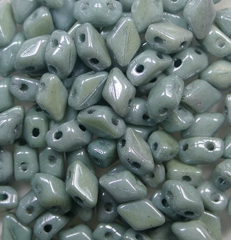 MGB-03000-14459 Chalk White Green Luster Matubo Mini Gemduo color14459WH