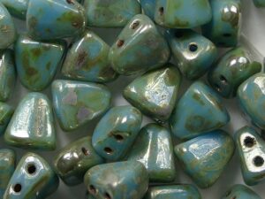 NB-63030-43400 Nib-Bit, 6x5 mm, Matubo, Opaque Blue Turquoise Silver Picasso