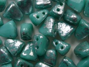NB-63130S23C Nib-Bit, 6x5 mm, Matubo, Opaque Green Turquoise Silver Splash