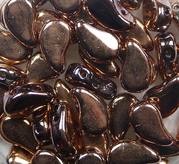 PD-00030-27103 Paisley Duo Beads 8x5 mm Crystal Full Capri Gold color 00030-27103