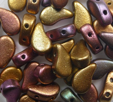PD-01640K Paisley Duo Beads 8×5 mm Matte Metallic Bronze Iris color 01640K