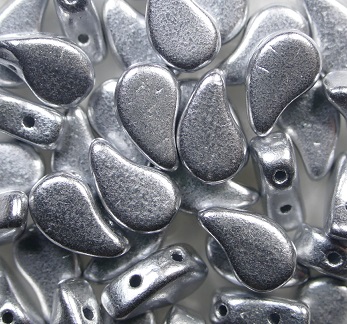PD-01700K Paisley Duo Beads 8x5 mm Matte Metallic Silver color 01700K