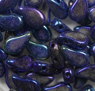 PD-23980-21435 Paisley Duo Beads 8×5 mm Jet Blue Iris color 23980-21435