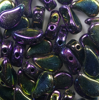 PD-23980-21495 Paisley Duo Beads 8x5 mm Jet Purple Iris color 23980-21495
