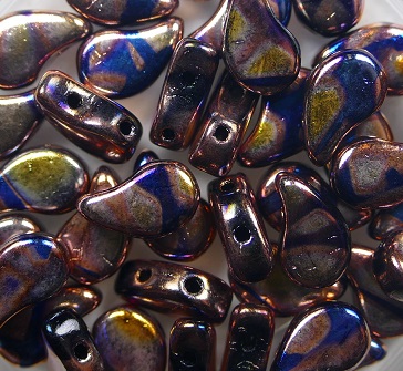 PD-23980-27975BA Paisley Duo Beads 8x5 mm Jet Blue Sun Batik color 23980-27975BA