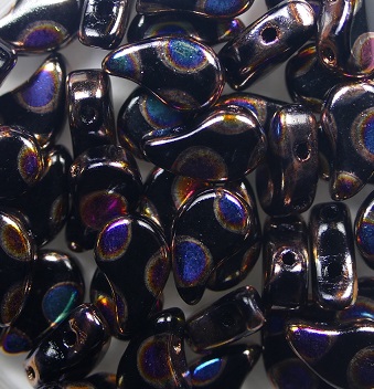 PD-23980-29503DO Paisley Duo Beads 8x5 mm Jet Full Sliperit Dot color 23980-29503DO