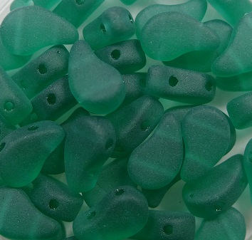 PD-50720-84110 Paisley Duo Beads 8x5 mm Matte Emerald color 50720-84110