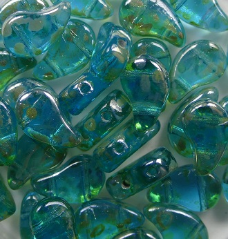 PD-60020-43500 Paisley Duo Beads 8x5 mm Aquamarine Rembrandt color 60020-43500