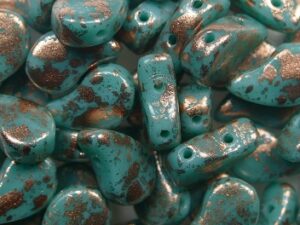 PD-63130-94412 Opaque Green Turquoise Copper Splash Paisley Duo