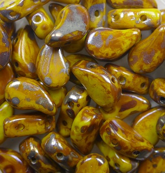 PD-83120-43500 Paisley Duo Beads 8x5 mm Opaque Yellow Rembrandt color 83120-43500