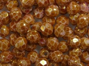 FP1-04-03000-15422 Opaque White Terracotta Orange Czech Glass Facet Firepolish 4mm 50 stuks - Afbeelding 1