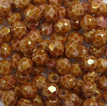 fp1-04-03000-15422 firepolish facet czech glas 4 mm Opaque White Terracotta Orange color 03000-15422