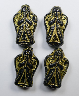 0010540 Angel Bead 23x13 mm Jet Gold Washed color 23980-54302