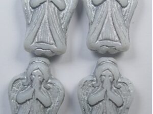 0020329 Angel Beads Chalk White Silver Washed 3 Pc.
