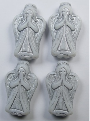 0020329 Angel Bead 23x13 mm Chalk White Silver Washed color 03000-54301