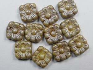0040269 Squared Flowers White Alabaster Caraway 6 Pc. - Afbeelding 1