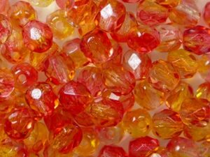FP1-04-00030-48001 Crystal Orange Yellow Luster Czech Glass Facet Firepolish 4mm
