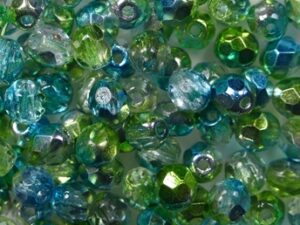 FP1-04-00030-48210 Crystal Metallic Labrador Blue Zircon Peridot Czech Glass Facet Firepolish 4mm 50 stuks - Afbeelding 1