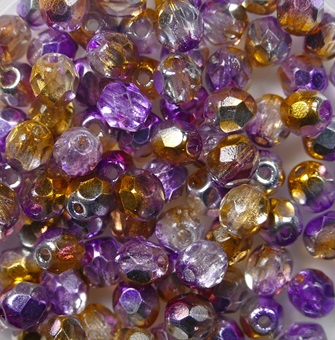 FP1-04-00030-48216 firepolish facet 4 mm Crystal Metallic Labrador Tangerine Purple color 00030-48216