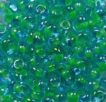 TM-04-0307 Toho Magatama 4 mm Inside-Color Aqua Opaque Yellow Lined