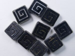 0010541 Table Cut Celtic Squares Opaque Jet Bronze Washed 6 Pc. - Afbeelding 1