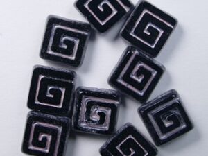 0010542 Table Cut Celtic Squares Opaque Jet Light Metallic Pink Washed 6 Pc. - Afbeelding 1